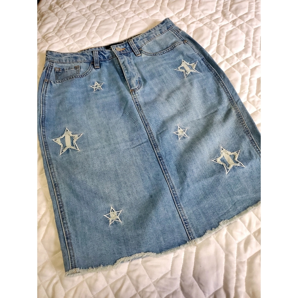 Denim pencil skirt